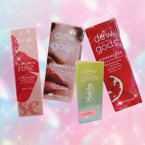 4pc DEW OF THE GODS Mini Skincare Set~Hyablend, Pomeglaze, Matcha, Claydate Rose